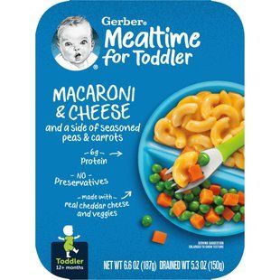 Gerber, Макароны с сыром и гарниром из приправленного гороха и моркови, для малышей, от 12 месяцев, 6,6 унции (187 г) купить в Киеве и Украине