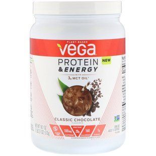 Protein and Energy with 3 g of MCT Oil, Classic Chocolate, Vega, 513 g.