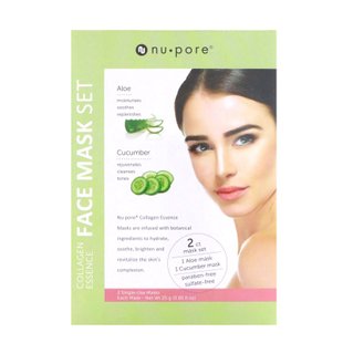 Collagen Essence Face Mask Set, алоэ и огурец, Nu-Pore, 2 одноразовые маски, 25 г (0,85 жидких унций) каждая купить в Киеве и Украине