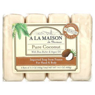 Мыло для рук и тела кокос A La Maison de Provence (Hand & Body Bar Soap) 4*100 г купить в Киеве и Украине