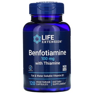 Бенфотиамин с тиамином Life Extension (Benfotiamine with Thiamine) 100 мг 120 растительных капсул купить в Киеве и Украине