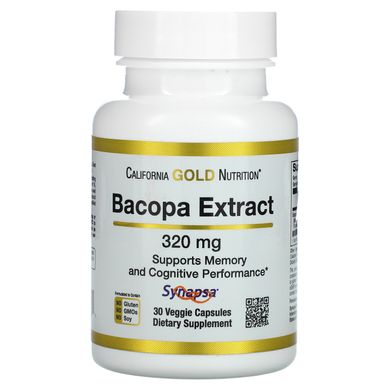 Бакопа екстракт California Gold Nutrition (Bacopa Extract) 320 мг 30 рослинних капсул