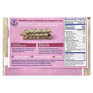 Хлебцы, Мультизерновые, Wasa Flatbread, 9.7 унции (275 г) купить в Киеве и Украине