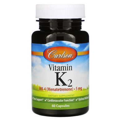 Витамин К2 менахинон Carlson Labs (Vitamin K2 Menatetrenone) 5 мг 60 капсул купить в Киеве и Украине