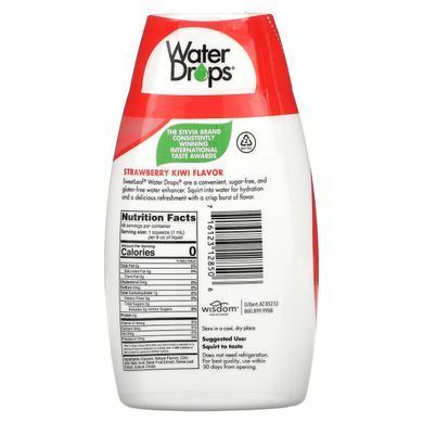 SweetLeaf, Water Drops, підсилювач смаку зі стевією, полуниця-ківі, Wisdom Natural, 1,62 р унц (48 мл)