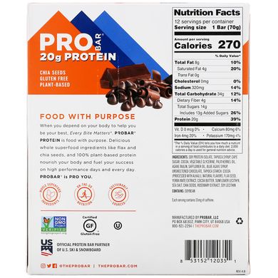 Протеїнові батончики шоколадне насолоду ProBar (Protein Bar) 12 батончиків по 70 г