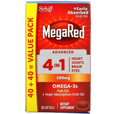 Schiff, MegaRed, Advanced 4 в 1, 500 мг, 80 м'яких таблеток