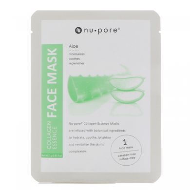 Collagen Essence Face Mask Set, алоэ и огурец, Nu-Pore, 2 одноразовые маски, 25 г (0,85 жидких унций) каждая купить в Киеве и Украине