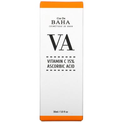 Cos De BAHA, VA, сироватка з вітаміном C, 15% аскорбіновою кислотою, 30 мл (1 рідина. Унція)