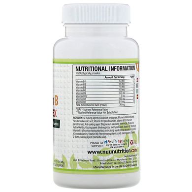 Комплекс вітамінів В, Nu U Nutrition, 180 таблеток рослинного походження