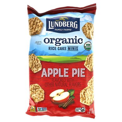 Lundberg, Органічний рисовий торт Minis, яблучний пиріг, 5 унцій (142 г)