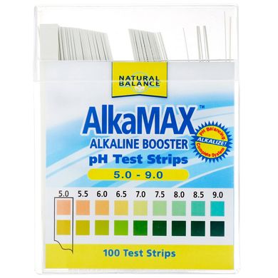 AlkaMax, тест-смужки pH із засобом підвищення лужності, Natural Balance, 100 тест-смужок