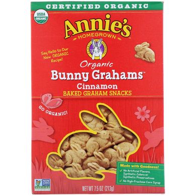 Bunny Grahams, Крекер з корицею, Annie's Homegrown, 75 унції (213 г)