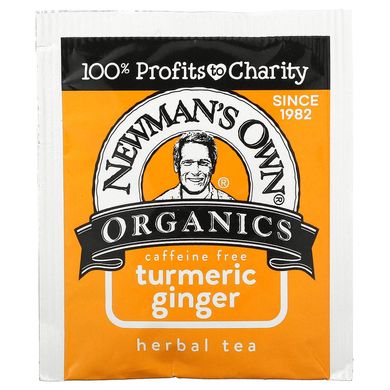 Newman's Own Organics, Травяной чай, куркума и имбирь, без кофеина, 20 чайных пакетиков, 1,6 унции (45 г) купить в Киеве и Украине