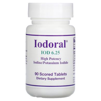 Optimox, Iodoral, ІОД, 6,25 мг, 90 ділимих таблеток