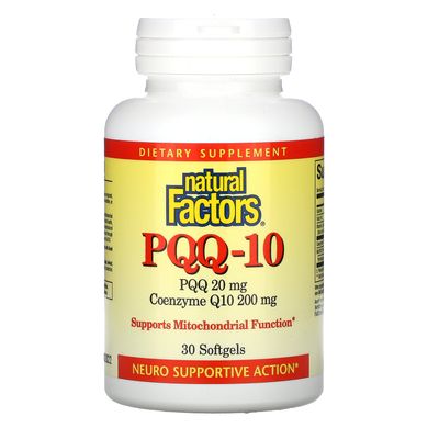 Natural Factors, PQQ-10, PQQ 20 мг, коензим Q10 200 мг, 30 капсул