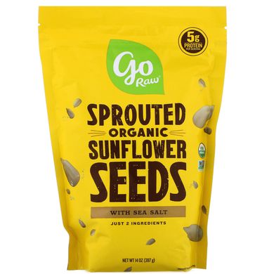 Органічні пророслі насіння соняшнику з морською сіллю, Organic Sprouted Sunflower Seeds with Sea Salt, Go Raw, 454 г