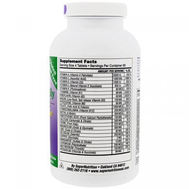 Perfect Family, мультивитамины для энергии, не содержат железа, Super Nutrition, 240 вегетарианских пищевых таблеток купить в Киеве и Украине