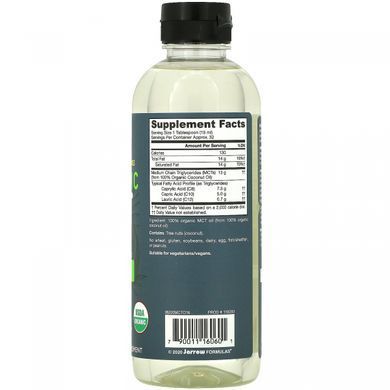 Jarrow Formulas, Органічне масло MCT, без ароматизаторів, 16 рідких унцій (473 мл)