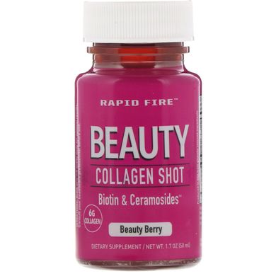 Колаген для краси, біотин і керамозіди, ягода краси, Beauty Collagen Shot, Biotin,Ceramosides, Beauty Berry, RAPIDFIRE, 50 мл