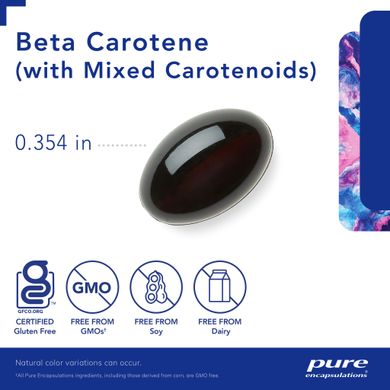 Бета-каротин зі змішаними каротиноїдами Pure Encapsulations (Beta Carotene with Mixed Carotenoids) 90 капсул