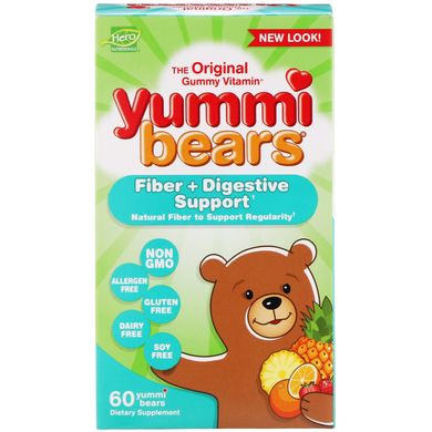Клітковина зі смаками натуральних фруктів для дітей Hero Nutritional Products (Yummi Bears Fiber) 60 штук