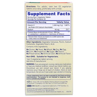 Вітамінний комплекс Естер-C з пробіотиками для покращення травлення і імунного здоров'я, American Health, 60 рослинних таблеток