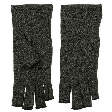 Doctor Arthritis Cotton Gloves and Treatment Guide for Arthritis with Open Fingers, Medium Size, Grey, 1 pair.