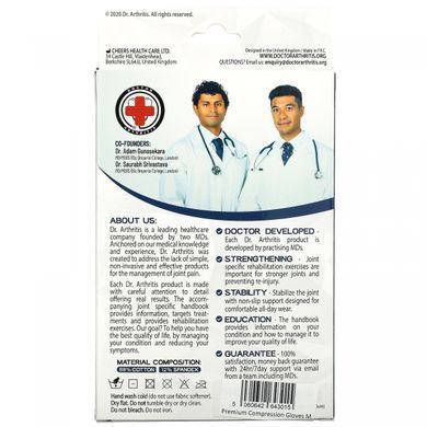 Doctor Arthritis Cotton Gloves and Treatment Guide for Arthritis with Open Fingers, Medium Size, Grey, 1 pair.