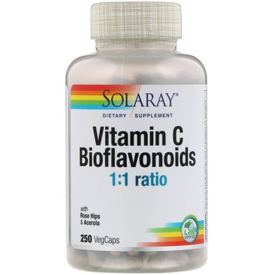 Вітамін C і біофлавоноїди Solaray (Vitamin C Bioflavonoids 1: 1 Ratio) 250 мг / 250 мг 250 капсул