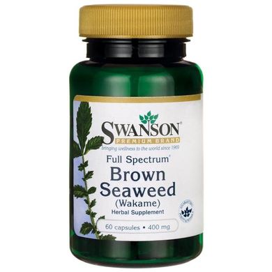 Бурі водорості (вакаме), Full Spectrum Brown Seaweed (Wakame), Swanson, 400 мг, 60 капсул
