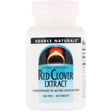 Екстракт червоної конюшини, Red Clover Extract, Source Naturals, 500 мг, 60 таблетки