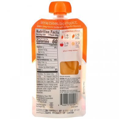 Пюре из сладкого картофеля манго проса Plum Organics (Baby Food Stage 2) 99 г купить в Киеве и Украине