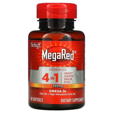 Schiff, MegaRed, Advanced 4 в 1, 500 мг, 80 м'яких таблеток