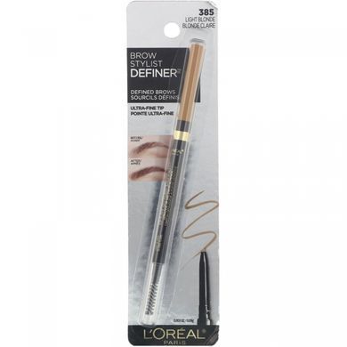 Олівець для брів Brow Stylist Definer, надтонкий наконечник, відтінок 385 &laquo;Світлий блонд&raquo;, L'Oreal, 0,09 г