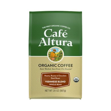 Органічна кава, віденська суміш, темна обжарка, цільні зерна, Organic Coffee, Viennese Blend, Dark Roast, Whole Bean, Cafe Altura, 567 г