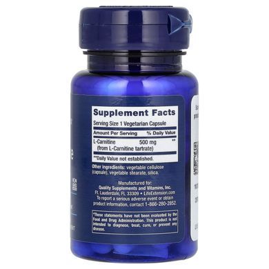 L-карнитин поддержка митохондрий Life Extension (L-Carnitine) 500 мг 30 капсул купить в Киеве и Украине