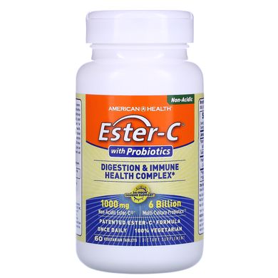 Вітамінний комплекс Естер-C з пробіотиками для покращення травлення і імунного здоров'я, American Health, 60 рослинних таблеток
