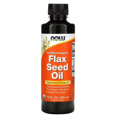 Органічна лляна олія Now Foods (Flax Seed Oil) 355 мл