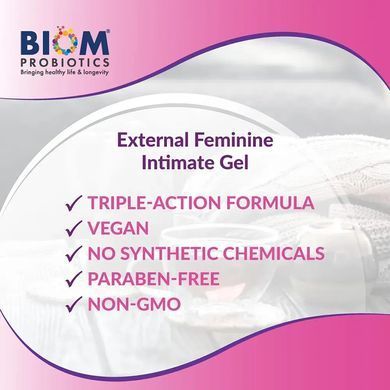 Зовнішній зволожуючий вагінальний гель Biom Probiotics (Natural External Vaginal Moisturizer Gel) 60 мл