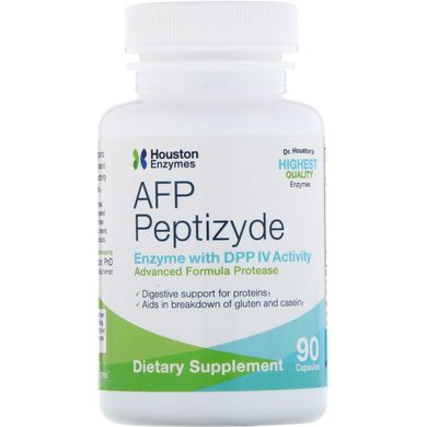 Ферменти для перетравлення білків, AFP-Peptizyde with DPP IV Activity, Houston Enzymes, 90 капсул