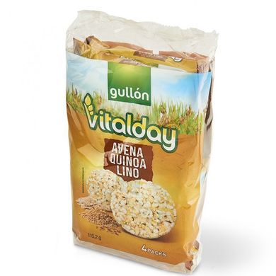 Хлібці рисові Vitalday з вівсянкою кіноа та льоном без глютену GULLON 115 г
