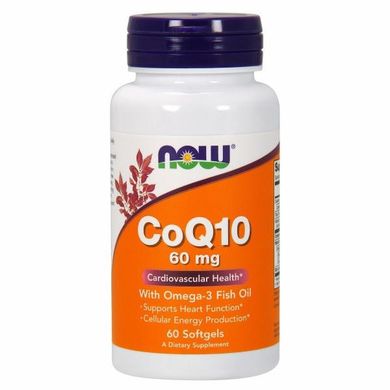 Коензим Q10 і риб'ячий жир Омега-3 Now Foods (CoQ10 with Omega-3) 60 м'яких капсул