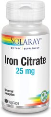 Цитрат железа, Iron Citrate, Solaray, 25 мг, 60 вегетарианских капсул купить в Киеве и Украине