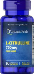 Амінокислота L-цитрулін, L-Citrulline, Puritan's Pride, 750мг, 60 капсул