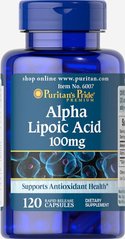 Альфа-липоевая кислота, Alpha Lipoic Acid, Puritan's Pride, 100 мг, 120 капсул купить в Киеве и Украине