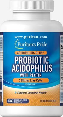 Пробіотик ацидофільний з пектином, Probiotic Acidophilus with Pectin, Puritan's Pride, 100 капсул