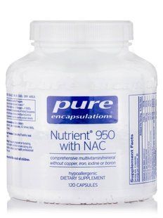Мультивитамины и минералы с ацетилцистеином Pure Encapsulations (Nutrient 950 with NAC) 120 капсул купить в Киеве и Украине