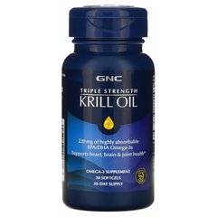 Масло криля тройной силы, Triple Strength Krill Oil, GNC, 30 мягких капсул купить в Киеве и Украине