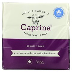 Caprina, Свіже козяче молоко, мило, олія ши, 3 батончики, 3,2 унції (90 г)